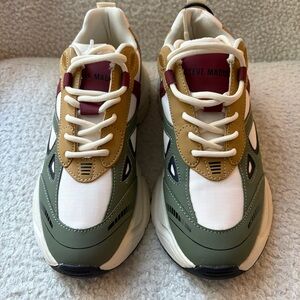 Steve Madden Olive, White, and Tan Sneakers